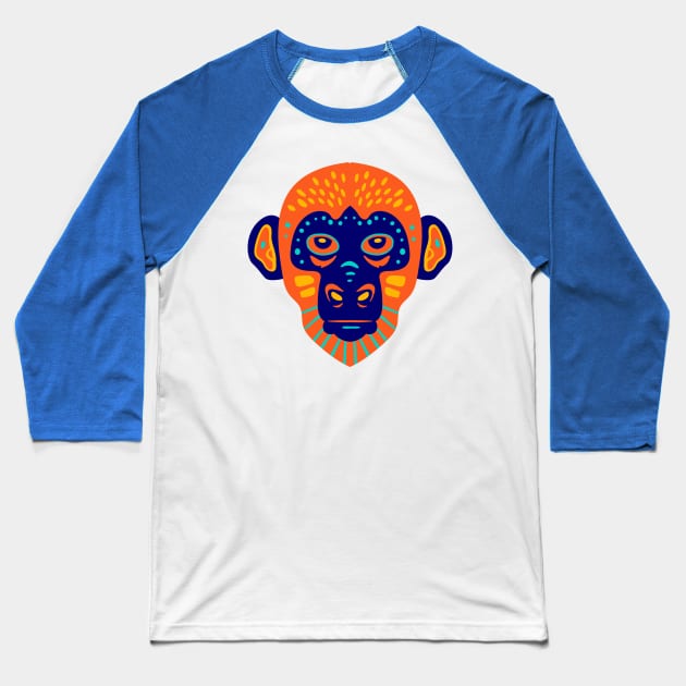 monkey colourful face art Baseball T-Shirt by pixspatter